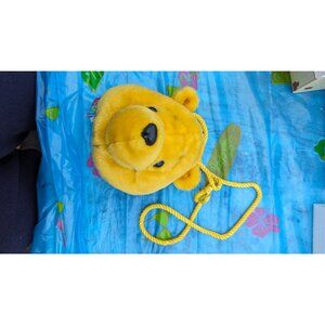 Disney Winnie the Pooh Plush Bear Head Bag Purse Pouch Rope Strap Vtg Kids